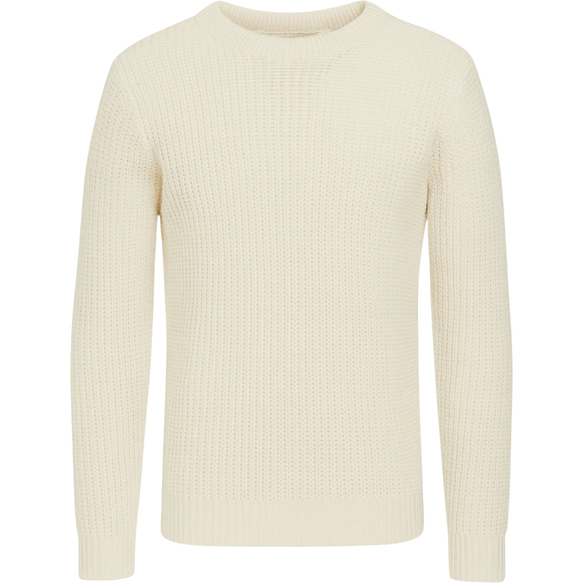 Men’s Ex Store Jack & Jones chunky knit jumper in white / sea salt – ribbed crew neck sweater